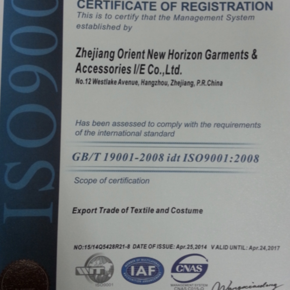 Zhejiang Orient New Horizon Garments&Accessories I/E CO.,LTD